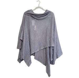 NWT Cupio XL Gray Metallic Cowl Neck Soft Poncho Sweater Boho